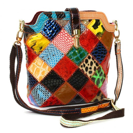 Women Genuine Leather Patchwork Crossbody Bag Women Genuine Leather Patchwork Crossbody Bag