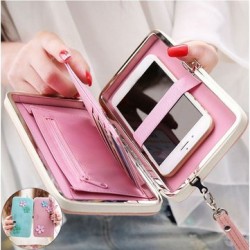 Women Flower 5.5 Inch Phone PU Wallet Case Cover Long Wallet