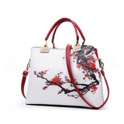 Women Floral PU Leather Capacity Tote Elegant Shoulder Bag Vintage Crossbody Bags