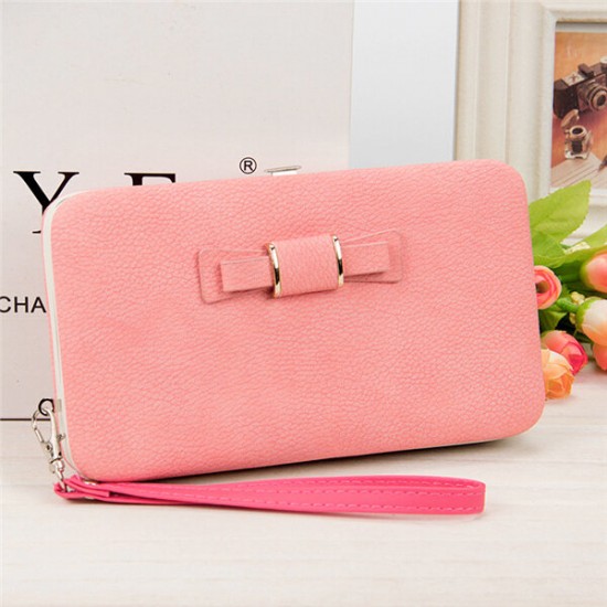 Women Candy Color Bowkot 5.5 Inch Phone Wallets Case Hasp Long Purse Clutches Women Candy Color Bowkot 5.5 Inch Phone Wallets Case Hasp Long Purse Clutches