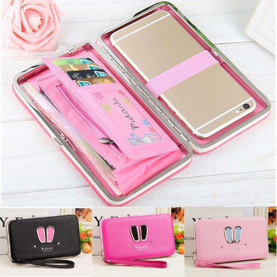 Women Candy Color Rabbit Long Wallet Card Holder Multi-function Phone Case For Iphone Huawei Samsung Women Candy Color Rabbit Long Wallet Card Holder Multi-function Phone Case For Iphone Huawei Samsung