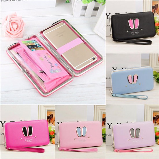 Women Candy Color Rabbit Long Wallet Card Holder Multi-function Phone Case For Iphone Huawei Samsung Women Candy Color Rabbit Long Wallet Card Holder Multi-function Phone Case For Iphone Huawei Samsung
