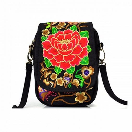 Woman National Floral Canvas 5.5 Inches Phone Bag Woman National Floral Canvas 5.5 Inches Phone Bag