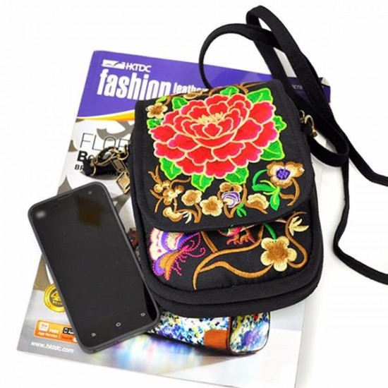 Woman National Floral Canvas 5.5 Inches Phone Bag Woman National Floral Canvas 5.5 Inches Phone Bag