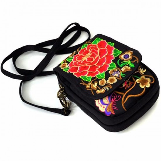Woman National Floral Canvas 5.5 Inches Phone Bag Woman National Floral Canvas 5.5 Inches Phone Bag