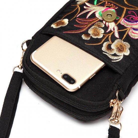 Woman National Floral Canvas 5.5 Inches Phone Bag Woman National Floral Canvas 5.5 Inches Phone Bag