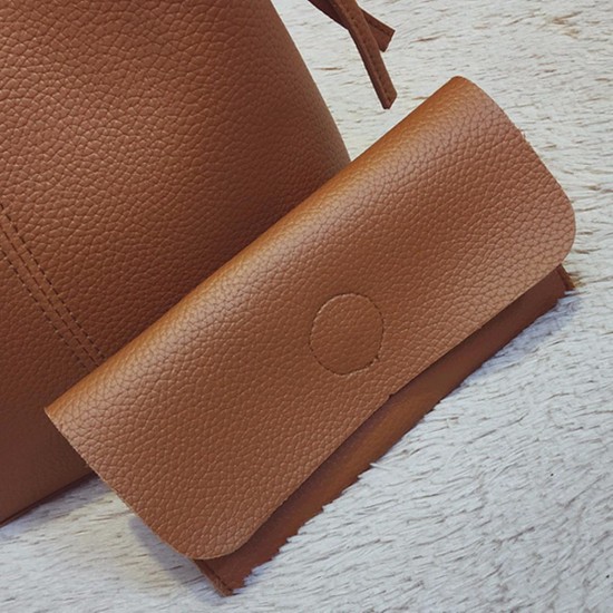 Two Piece Women PU Leather Tote Handbag Crossbody Bag And Clutch Wallet Two Piece Women PU Leather Tote Handbag Crossbody Bag And Clutch Wallet