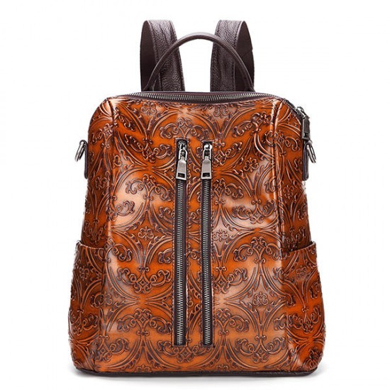 Brenice Women Brush Color Backpack Embossed Shoulder Bag Brenice Women Brush Color Backpack Embossed Shoulder Bag