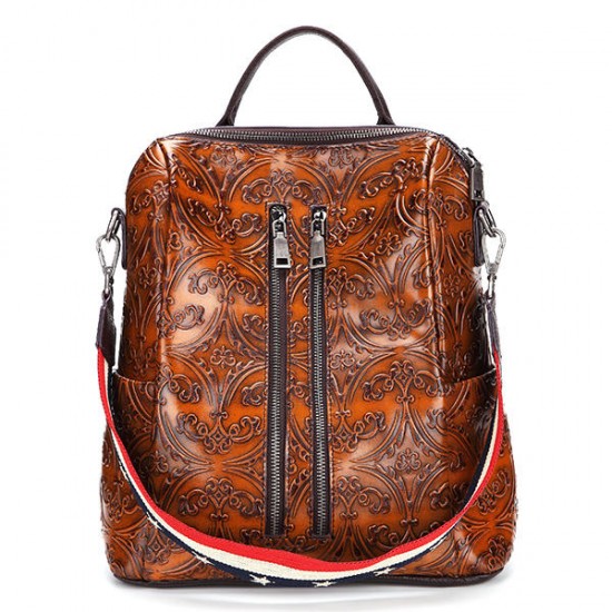 Brenice Women Brush Color Backpack Embossed Shoulder Bag Brenice Women Brush Color Backpack Embossed Shoulder Bag