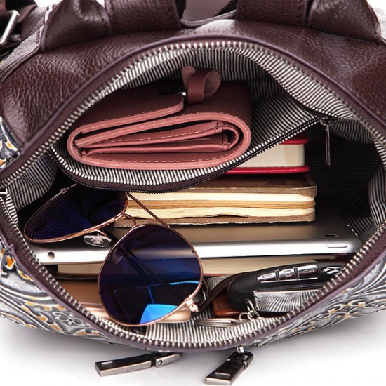 Brenice Women Brush Color Backpack Embossed Shoulder Bag Brenice Women Brush Color Backpack Embossed Shoulder Bag