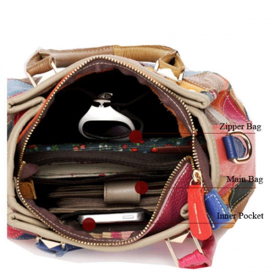 Women Patchwork Cowhide Colorful Handbag Tote Handbag Crossbody Bag Women Patchwork Cowhide Colorful Handbag Tote Handbag Crossbody Bag