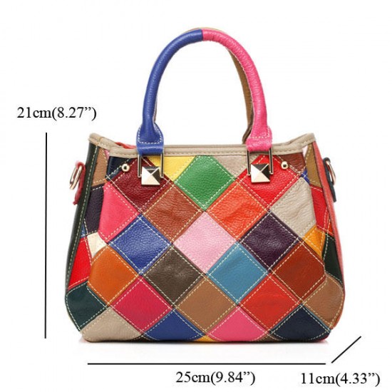 Women Patchwork Cowhide Colorful Handbag Tote Handbag Crossbody Bag Women Patchwork Cowhide Colorful Handbag Tote Handbag Crossbody Bag