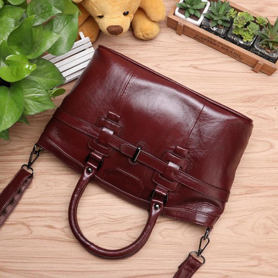 Women Genuine Leather Vintage Oil Wax Handbag Women Genuine Leather Vintage Oil Wax Handbag