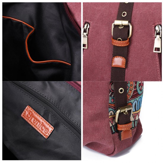 Brenice Women National Canvas Handbag Shoulder Bag Backpack Brenice Women National Canvas Handbag Shoulder Bag Backpack