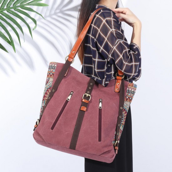 Brenice Women National Canvas Handbag Shoulder Bag Backpack Brenice Women National Canvas Handbag Shoulder Bag Backpack