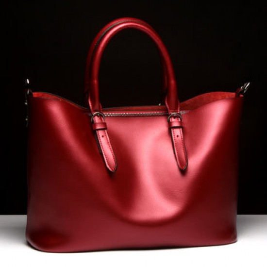 Soft Genuine Leather Women Solid Handbag Soft Genuine Leather Women Solid Handbag