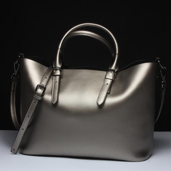 Soft Genuine Leather Women Solid Handbag Soft Genuine Leather Women Solid Handbag