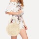 Women Hand Woven Bag Round Rattan Straw Bohemia Style Beach Circle Beach Bags Women Hand Woven Bag Round Rattan Straw Bohemia Style Beach Circle Beach Bags