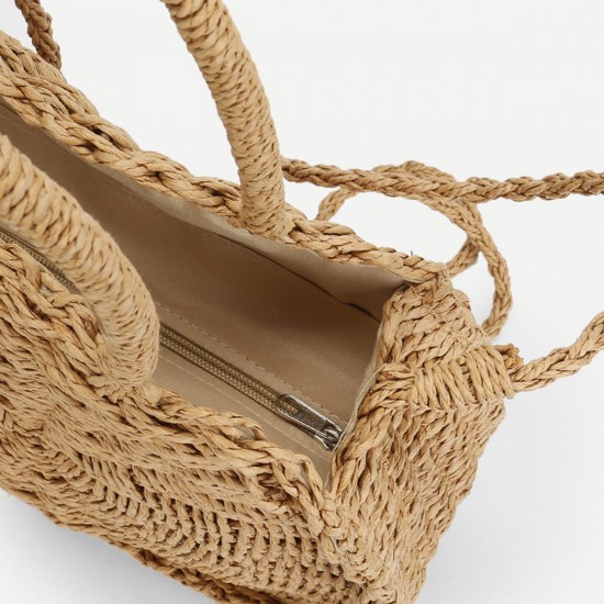 Women Hand Woven Bag Round Rattan Straw Bohemia Style Beach Circle Beach Bags Women Hand Woven Bag Round Rattan Straw Bohemia Style Beach Circle Beach Bags