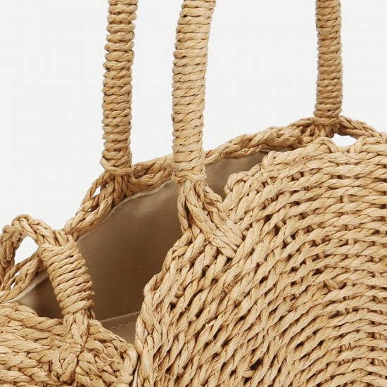 Women Hand Woven Bag Round Rattan Straw Bohemia Style Beach Circle Beach Bags Women Hand Woven Bag Round Rattan Straw Bohemia Style Beach Circle Beach Bags