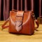 Women Leisure Solid Shoulder Bag Oil Wax Faux Leather Crossbody Bag