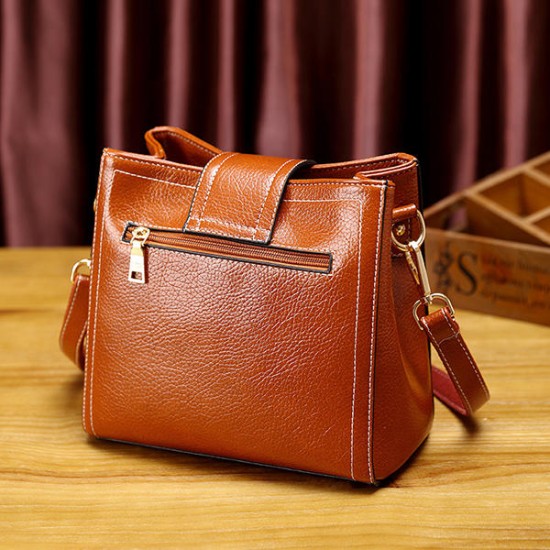 Women Leisure Solid Shoulder Bag Oil Wax Faux Leather Crossbody Bag Women Leisure Solid Shoulder Bag Oil Wax Faux Leather Crossbody Bag