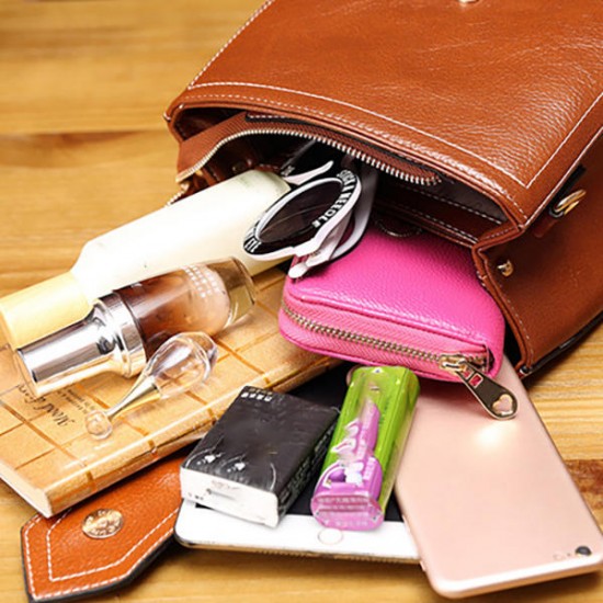 Women Leisure Solid Shoulder Bag Oil Wax Faux Leather Crossbody Bag Women Leisure Solid Shoulder Bag Oil Wax Faux Leather Crossbody Bag
