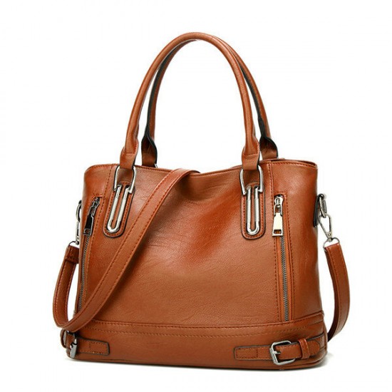 Women Faux Leather Large Capacity Tote Bag Solid Handbag Leisure Crossbody Bag Women Faux Leather Large Capacity Tote Bag Solid Handbag Leisure Crossbody Bag