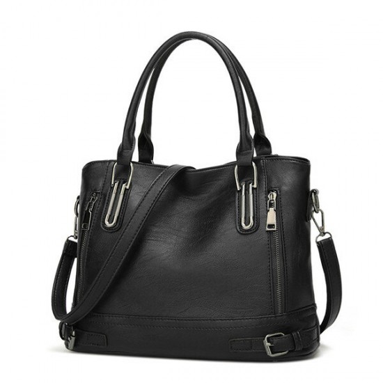 Women Faux Leather Large Capacity Tote Bag Solid Handbag Leisure Crossbody Bag Women Faux Leather Large Capacity Tote Bag Solid Handbag Leisure Crossbody Bag