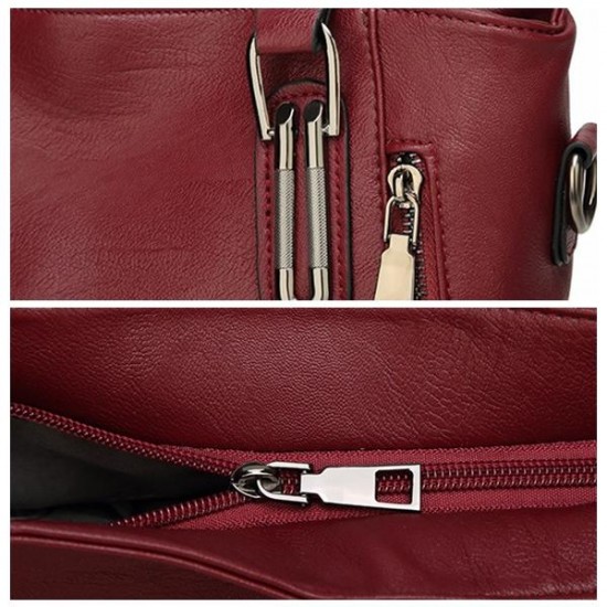 Women Faux Leather Large Capacity Tote Bag Solid Handbag Leisure Crossbody Bag Women Faux Leather Large Capacity Tote Bag Solid Handbag Leisure Crossbody Bag