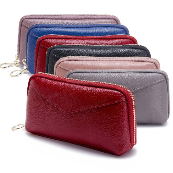 Women Genuine Leather Clutch Bag Zipper Long Wallet Two Fold Purse Women Genuine Leather Clutch Bag Zipper Long Wallet Two Fold Purse
