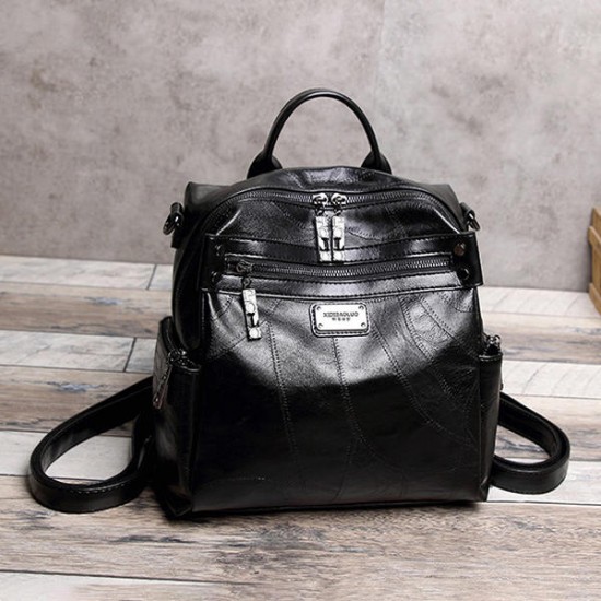 Women Vintage Oil Wax Multi-function Backpack Handbag Women Vintage Oil Wax Multi-function Backpack Handbag