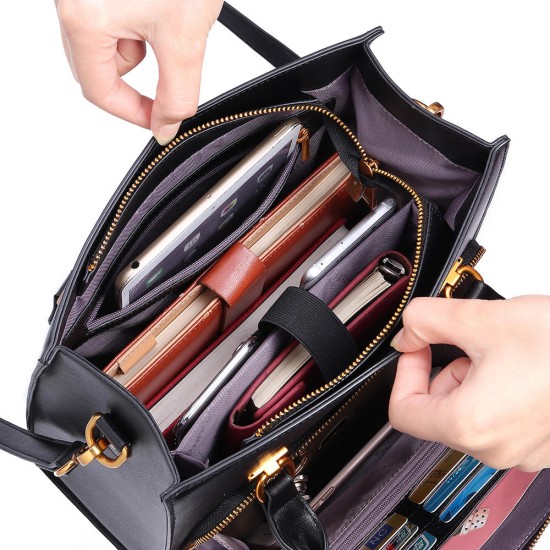 Brenice Women Solid Multifuction Handbag Work Crossbody Bag Muti-Pocket Multipurpose Bag Brenice Women Solid Multifuction Handbag Work Crossbody Bag Muti-Pocket Multipurpose Bag