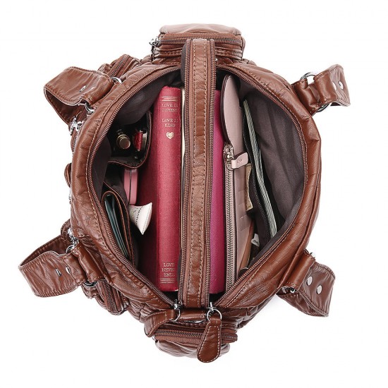 Angel Kiss Women Soft Leather Multi-Pocket Motorcycle Bag Shoulder Bag Crossbody Bag Handbag Angel Kiss Women Soft Leather Multi-Pocket Motorcycle Bag Shoulder Bag Crossbody Bag Handbag