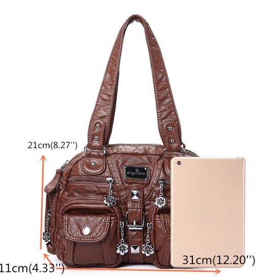 Angel Kiss Women Soft Leather Multi-Pocket Motorcycle Bag Shoulder Bag Crossbody Bag Handbag Angel Kiss Women Soft Leather Multi-Pocket Motorcycle Bag Shoulder Bag Crossbody Bag Handbag
