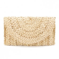 JOSEKO Women Summer Lovely Retro Straw Knitted Wallet Key Money Beach Long Bag Clutch
