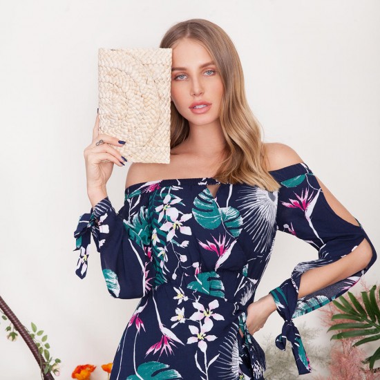 JOSEKO Women Summer Lovely Retro Straw Knitted Wallet Key Money Beach Long Bag Clutch JOSEKO Women Summer Lovely Retro Straw Knitted Wallet Key Money Beach Long Bag Clutch
