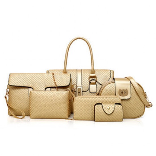 6 PCS Women PU Leather Handbag Vintage Leisure Crossbody Bag Solid Shoulder Bag 6 PCS Women PU Leather Handbag Vintage Leisure Crossbody Bag Solid Shoulder Bag