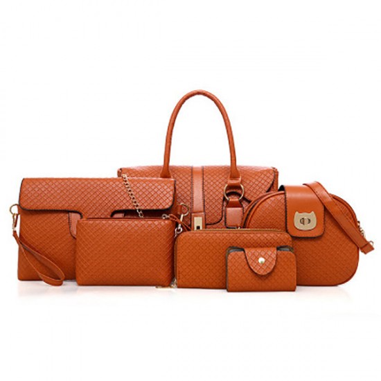 6 PCS Women PU Leather Handbag Vintage Leisure Crossbody Bag Solid Shoulder Bag 6 PCS Women PU Leather Handbag Vintage Leisure Crossbody Bag Solid Shoulder Bag
