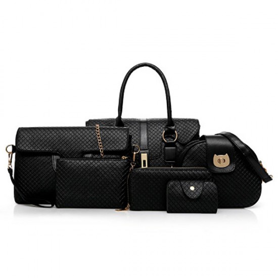 6 PCS Women PU Leather Handbag Vintage Leisure Crossbody Bag Solid Shoulder Bag 6 PCS Women PU Leather Handbag Vintage Leisure Crossbody Bag Solid Shoulder Bag