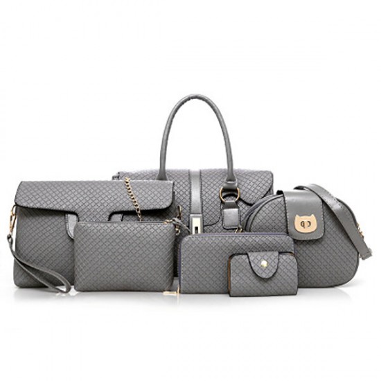 6 PCS Women PU Leather Handbag Vintage Leisure Crossbody Bag Solid Shoulder Bag 6 PCS Women PU Leather Handbag Vintage Leisure Crossbody Bag Solid Shoulder Bag