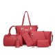 6PCS Women Plain Faux Leather Handbag Shoulder Bag Clutch Bag Card Holder 6PCS Women Plain Faux Leather Handbag Shoulder Bag Clutch Bag Card Holder