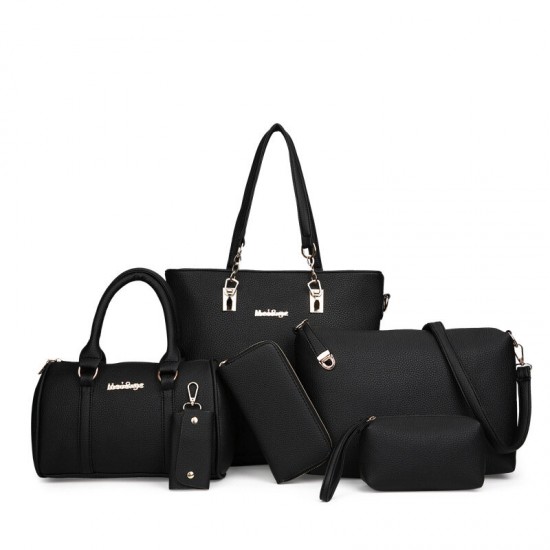 6PCS Women Plain Faux Leather Handbag Shoulder Bag Clutch Bag Card Holder 6PCS Women Plain Faux Leather Handbag Shoulder Bag Clutch Bag Card Holder