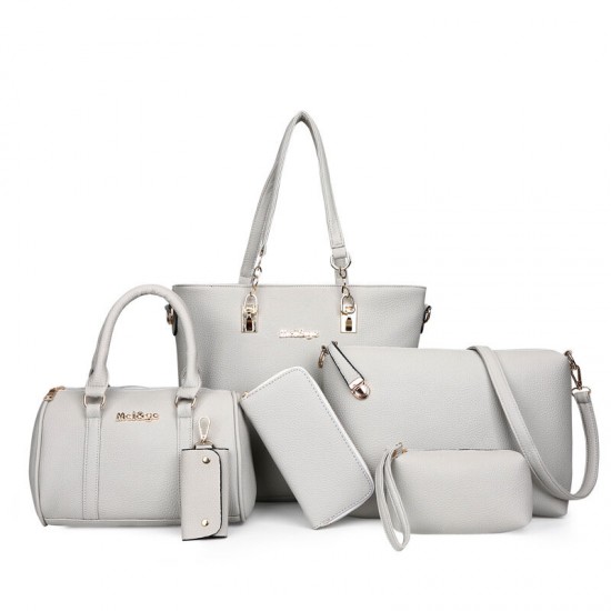 6PCS Women Plain Faux Leather Handbag Shoulder Bag Clutch Bag Card Holder 6PCS Women Plain Faux Leather Handbag Shoulder Bag Clutch Bag Card Holder
