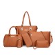 6PCS Women Plain Faux Leather Handbag Shoulder Bag Clutch Bag Card Holder 6PCS Women Plain Faux Leather Handbag Shoulder Bag Clutch Bag Card Holder