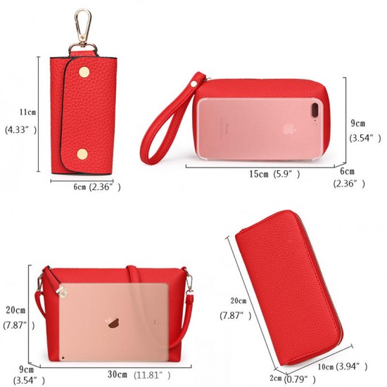 6PCS Women Plain Faux Leather Handbag Shoulder Bag Clutch Bag Card Holder 6PCS Women Plain Faux Leather Handbag Shoulder Bag Clutch Bag Card Holder