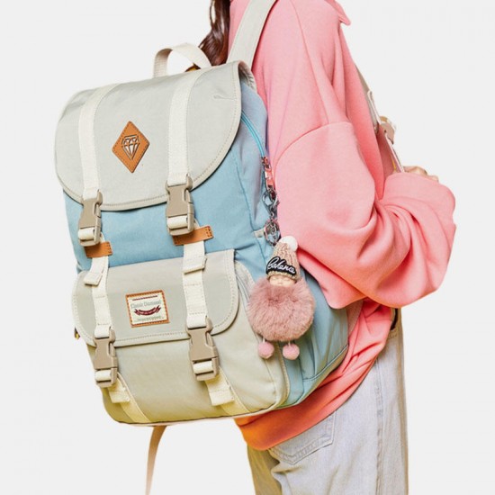 Women Large Capacity Canvas Multi-Color Casual Patchwork Backpack Daily Bag Women Large Capacity Canvas Multi-Color Casual Patchwork Backpack Daily Bag