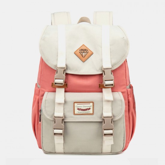 Women Large Capacity Canvas Multi-Color Casual Patchwork Backpack Daily Bag Women Large Capacity Canvas Multi-Color Casual Patchwork Backpack Daily Bag