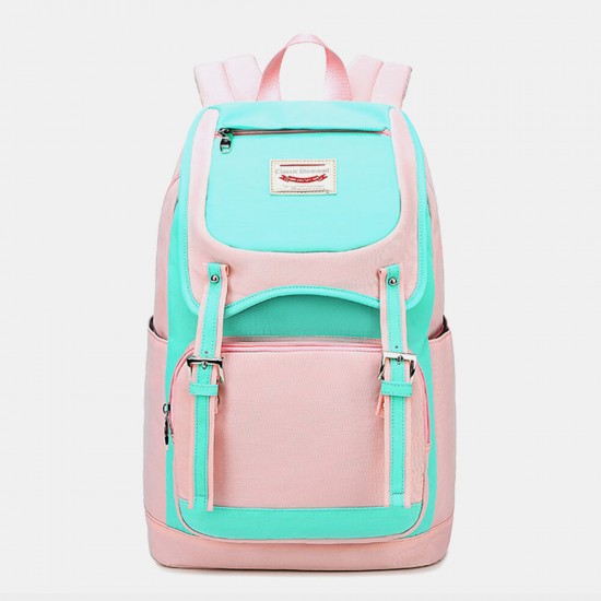 Women Waterproof Nylon Large Capacity Casual Patchwork Backpack Women Waterproof Nylon Large Capacity Casual Patchwork Backpack