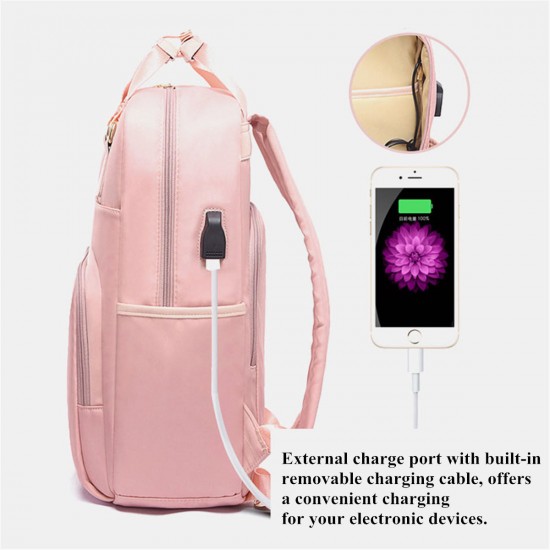 Women Nylon Waterproof Light Weight Multifunction Casual Patchwork Backpack Women Nylon Waterproof Light Weight Multifunction Casual Patchwork Backpack
